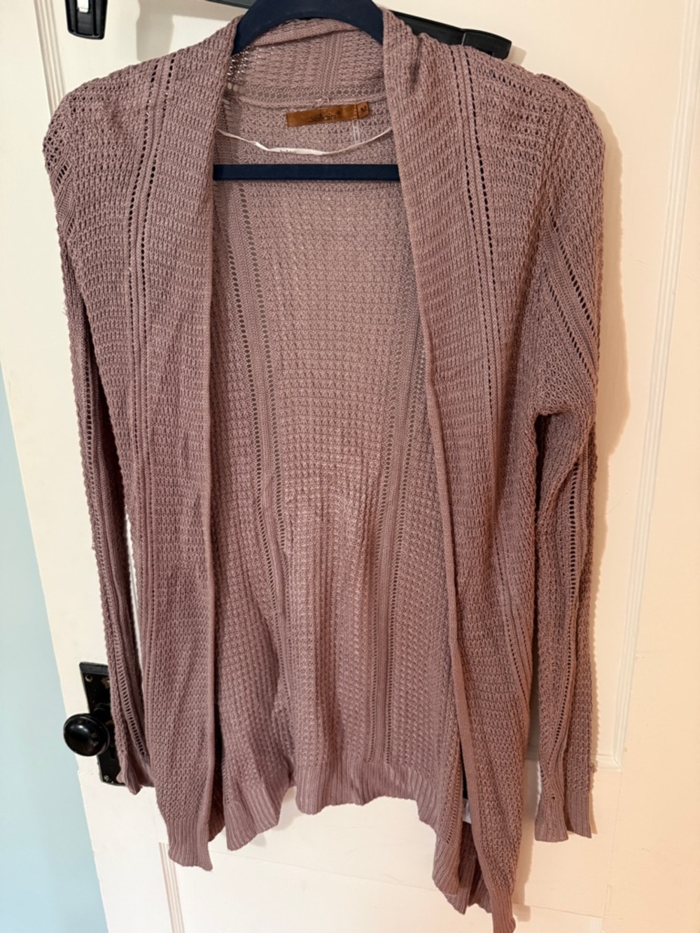 Bellini Mauve Open-Front Knit Cardigan